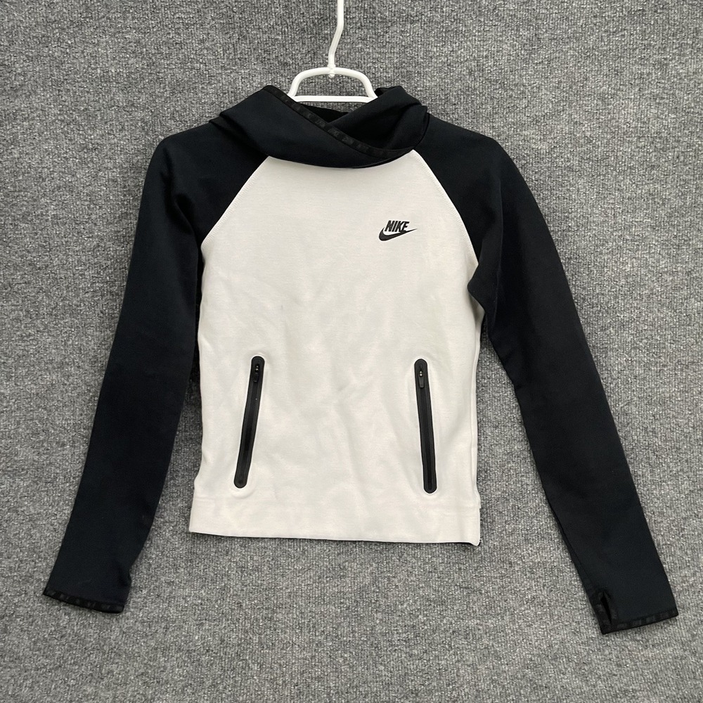 Nike Tech Sportswear Pullover Hoodie Women's Sz XS Black White 617186-011